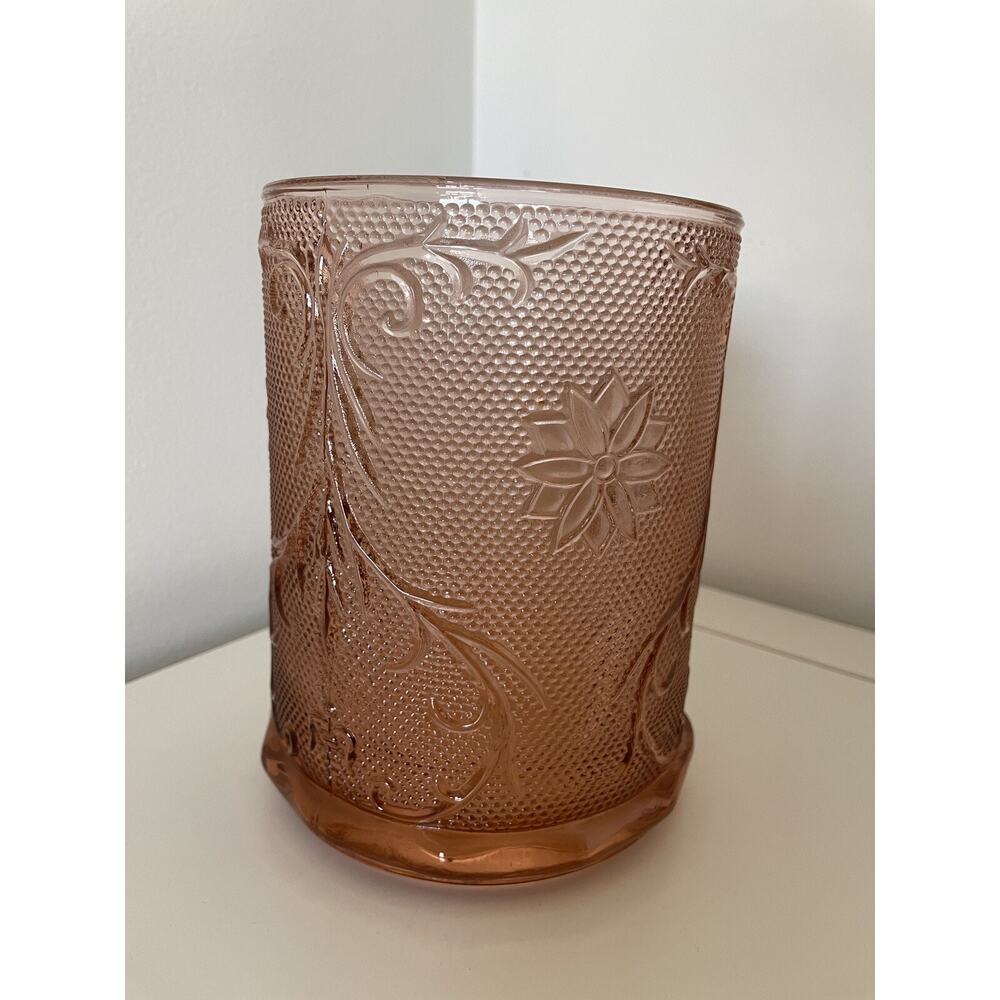 Tiara Glass / Indiana Glass Co. Wine Chiller Vintage Vase Pink Etched